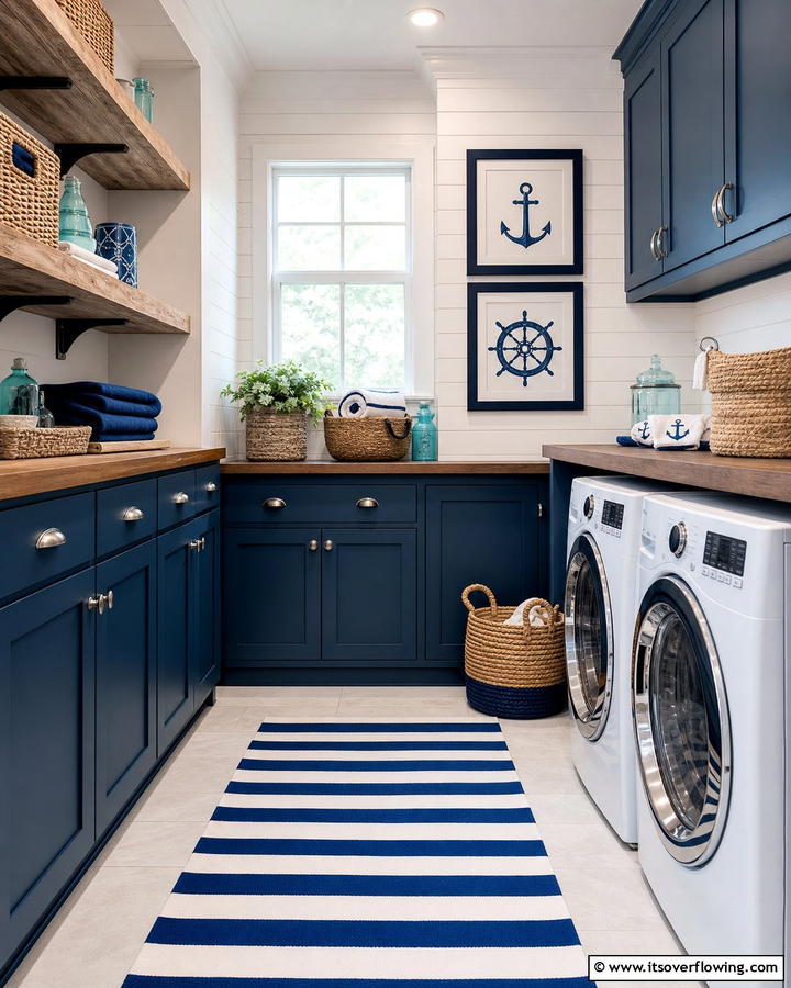 Nautical Inspired Accents - 25 Blue Laundry Room Ideas for a Fresh and Clean Look