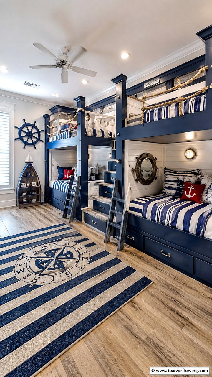 Nautical Inspired Bunk Room - 30 Bunk Room Ideas for Fun and Functional Kids’ Spaces
