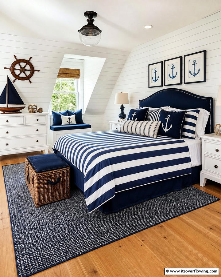 Nautical Inspired Decor - 20 Charming Cape Cod Upstairs Bedroom Ideas