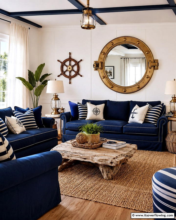 Nautical Inspired Living Room - 30 Preppy Room Ideas for a Classic and Polished Home Look