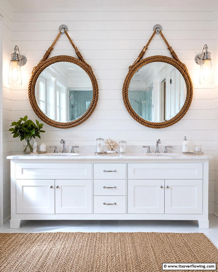 Nautical Inspired Mirrors - 30 Relaxed Coastal Decor Inspirations for Beach-Inspired Homes