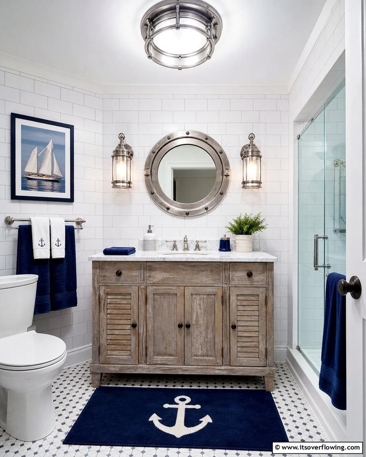 Nautical Lighting Fixtures - 20 Nautical Bathroom Ideas for a Coastal Vibe