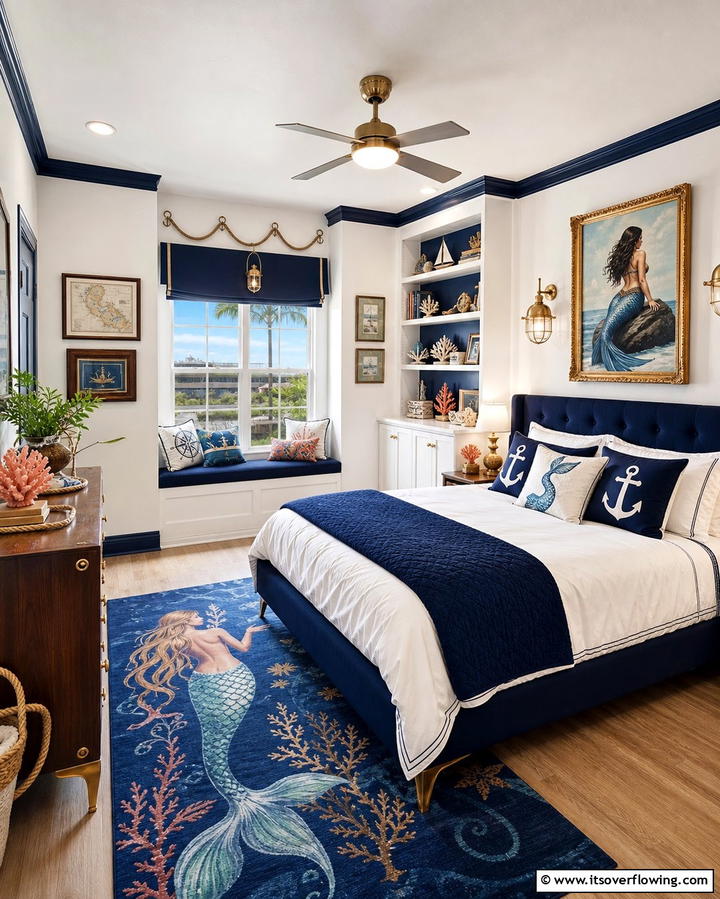 Nautical Narrative - 30 Enchanting Mermaid Bedroom Ideas for a Whimsical Retreat