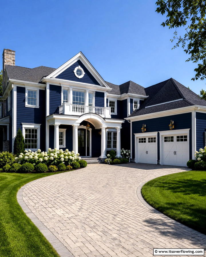 Nautical Navy Blue Design - 30 Serene Blue Exterior House Colors to Boost Curb Appeal