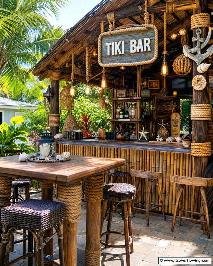 Nautical Rope Details for Marine Style - 20 Tiki Bar Ideas for a Tropical Backyard Oasis