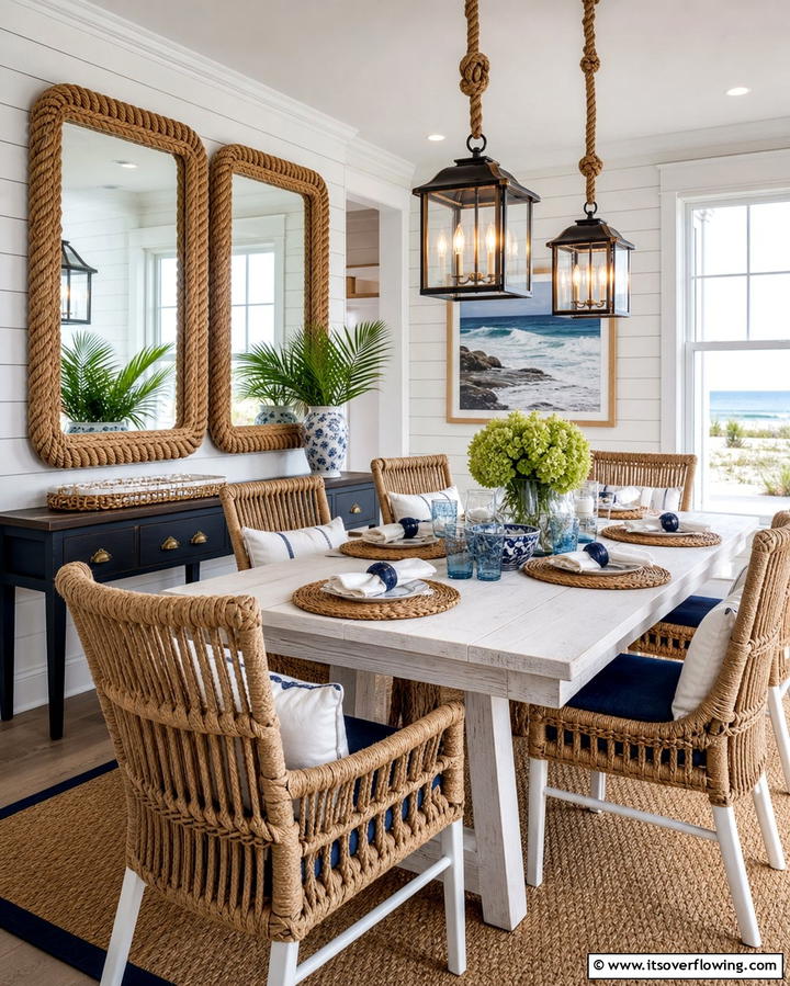 Nautical Rope Details - 25 Coastal Dining Room Ideas for a Beachy Vibe