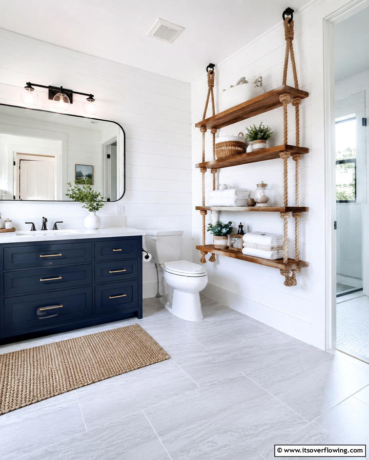 Nautical Rope Shelves - 25 Nautical Decor Ideas for a Beachy Home