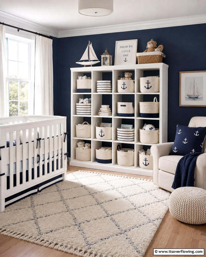 Nautical Storage Bins - 25 Nautical Nursery Ideas for a Coastal Vibe