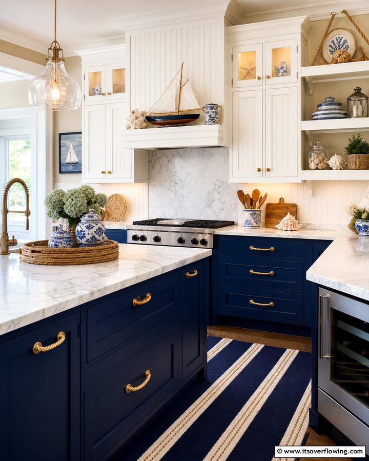 Nautical Themed Cabinetry - 25 Coastal Kitchen Ideas for a Beach-Inspired Look
