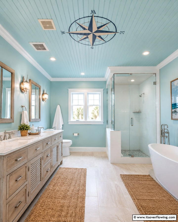 Nautical Themed Designs - 30 Inspiring Bathroom Ceiling Ideas for Modern Homes
