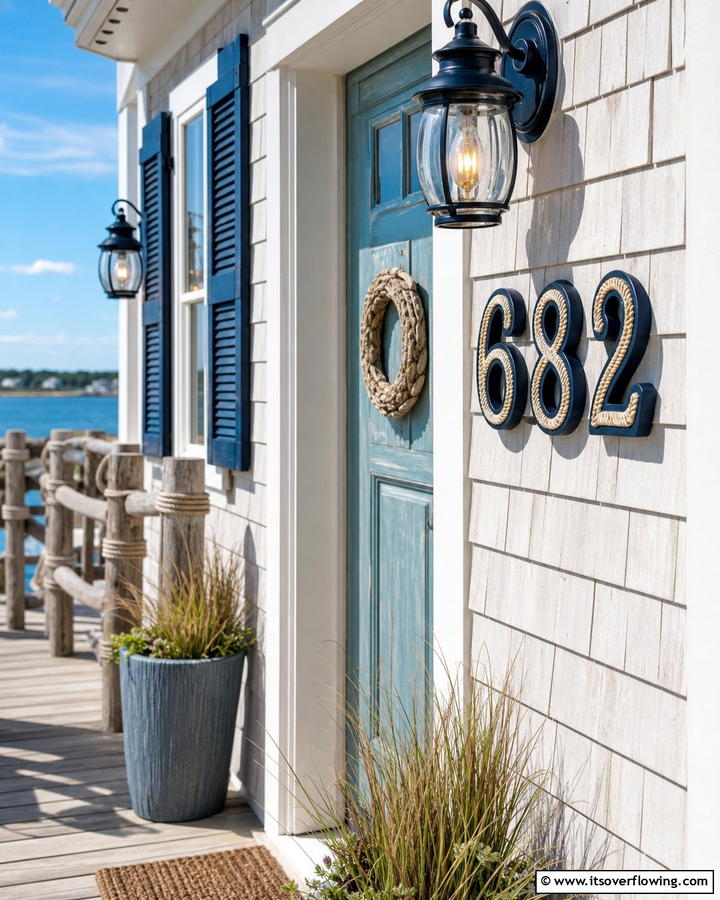 Nautical Themed Numerals - 21 House Number Ideas to Boost Curb Appeal Creatively
