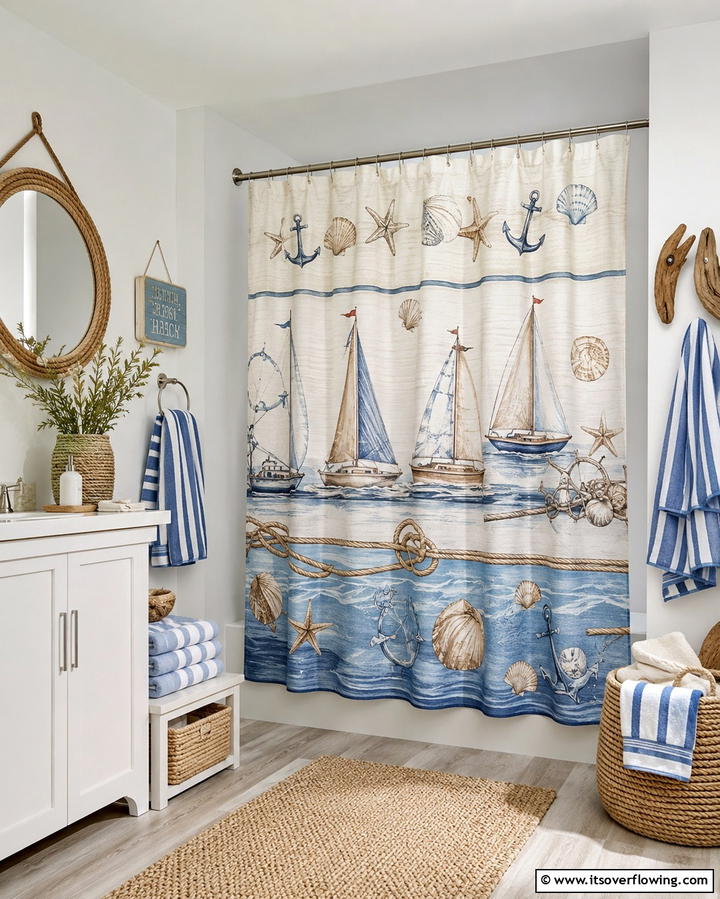 Nautical Themes for Coastal Charm - 25 Shower Curtain Ideas to Refresh Your Bathroom
