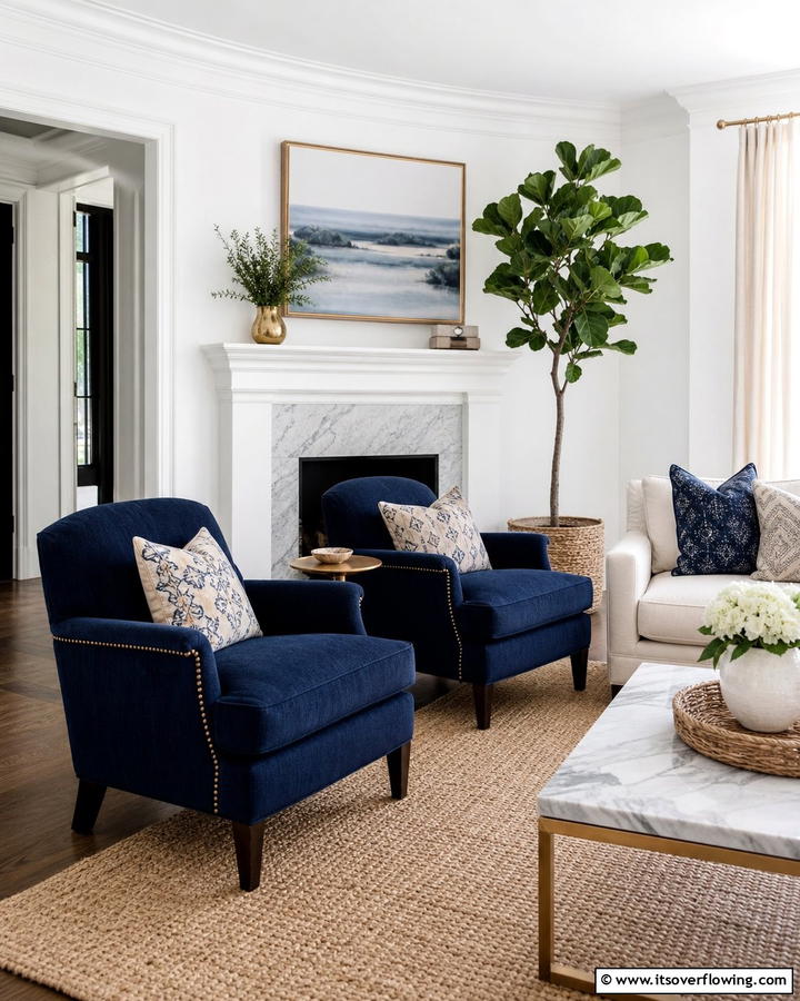 Navy Accent Chairs - 20 Navy Living Room Ideas for a Bold Statement