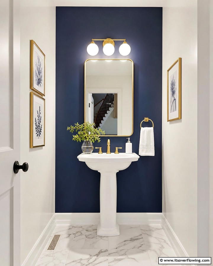 Navy Blue Accent Wall - 20 Navy Blue Powder Room Ideas for a Chic Look