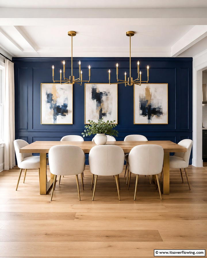 Navy Blue Accent WallExact - 25 Navy Blue Dining Room Ideas for Elegant Gatherings