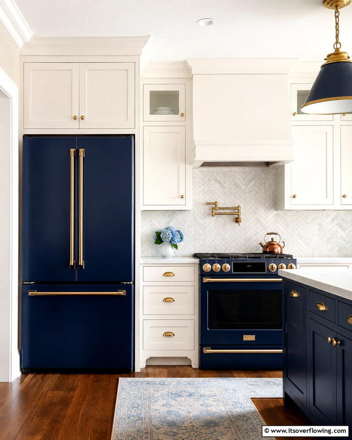 Navy Blue Appliances for a Nautical Touch - 25 Stylish Kitchen With Colored Appliances Ideas