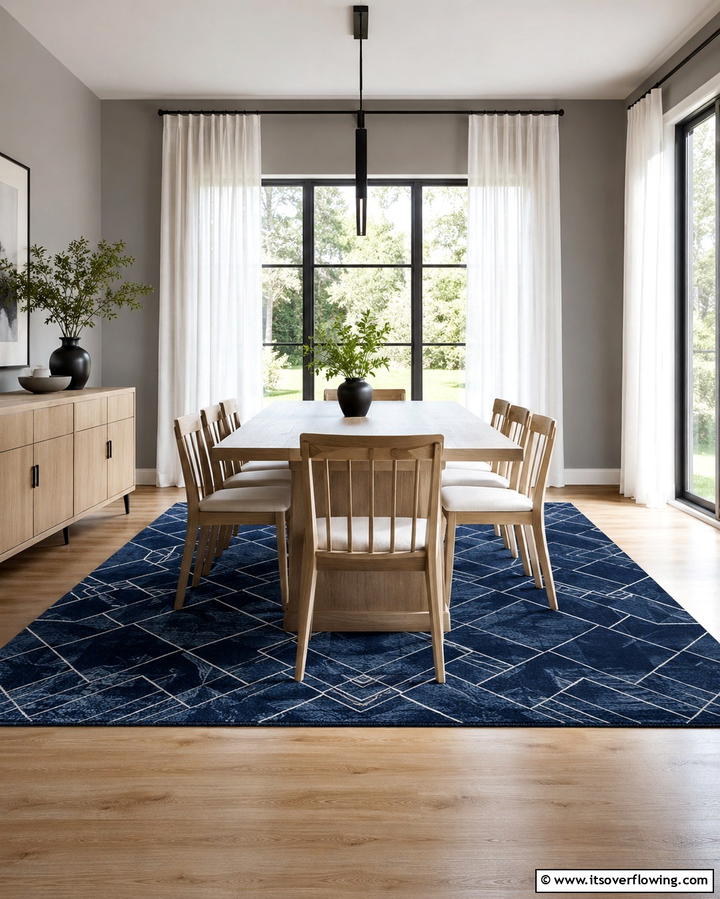 Navy Blue Area Rug - 25 Navy Blue Dining Room Ideas for Elegant Gatherings