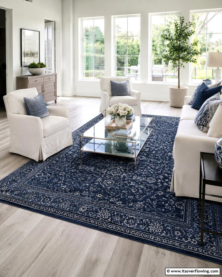 Navy Blue Area Rug - 25 Navy Blue Living Room Ideas for a Cozy Retreat