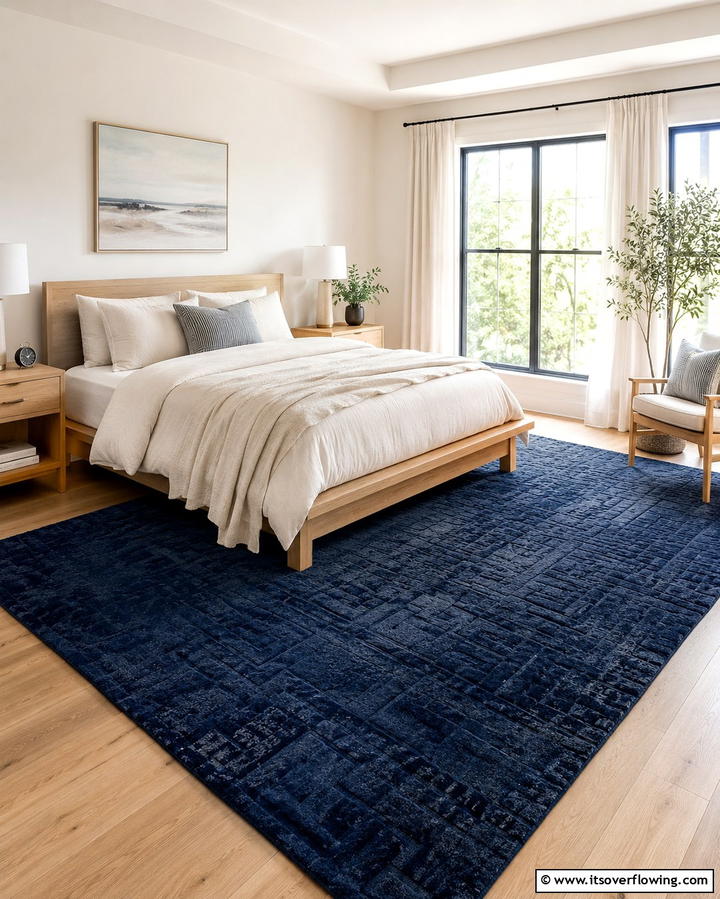 Navy Blue Area Rug - 25 Navy Blue Bedroom Ideas for a Serene Retreat