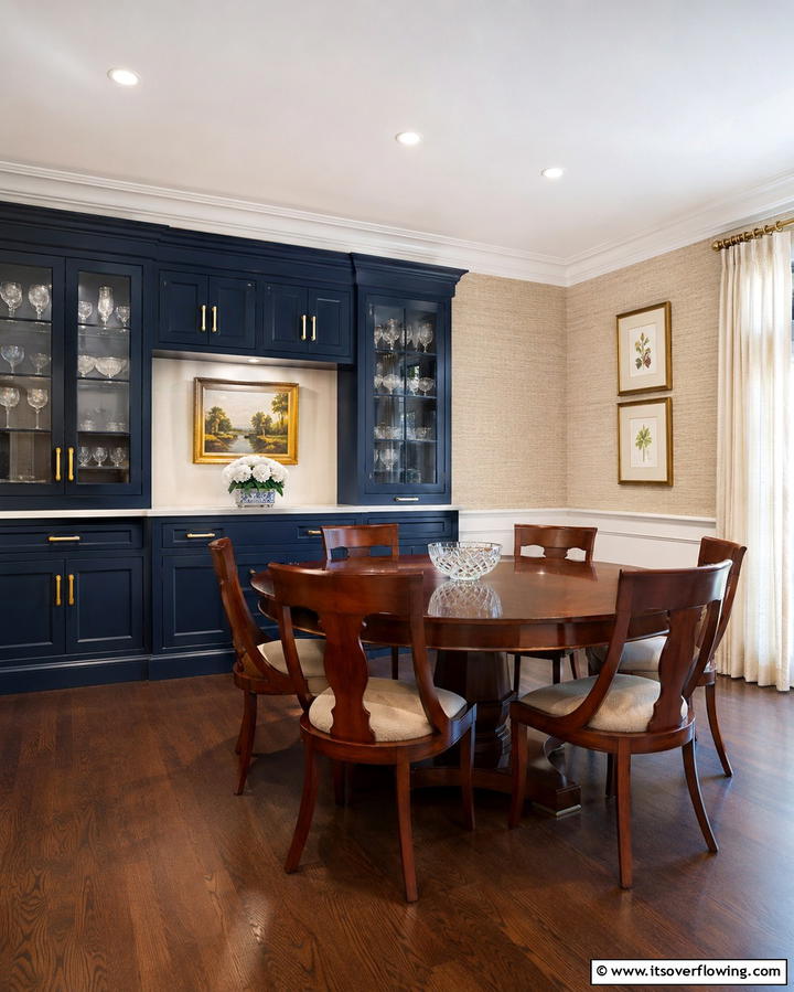 Navy Blue Built In Cabinetry - 25 Navy Blue Dining Room Ideas for Elegant Gatherings
