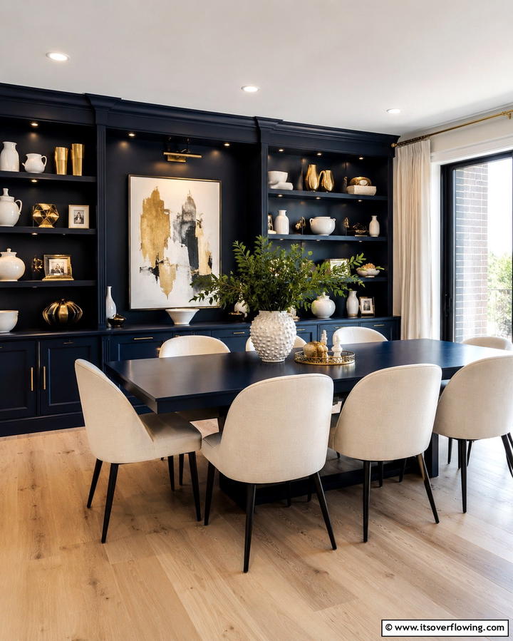 Navy Blue Built In Shelves - 25 Navy Blue Dining Room Ideas for Elegant Gatherings