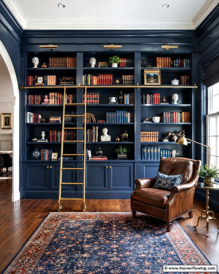 Navy Blue Built In Shelving - 25 Navy Blue Living Room Ideas for a Cozy Retreat