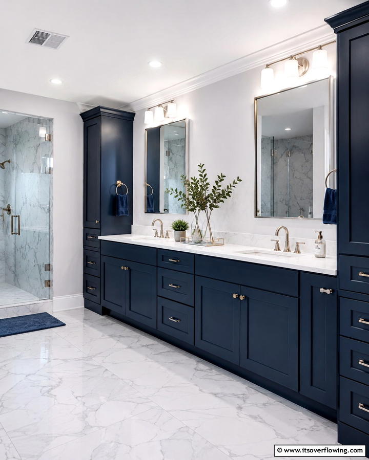 Navy Blue Cabinets - 25 Navy Blue Bathroom Ideas for a Luxurious Look