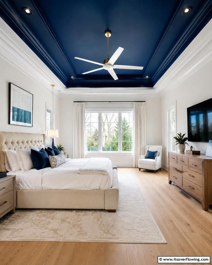 Navy Blue Ceiling Fan - 25 Navy Blue Bedroom Ideas for a Serene Retreat