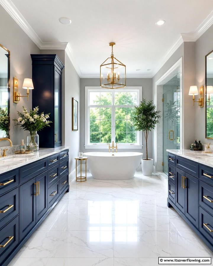 Navy Blue Ceiling - 25 Navy Blue Bathroom Ideas for a Luxurious Look