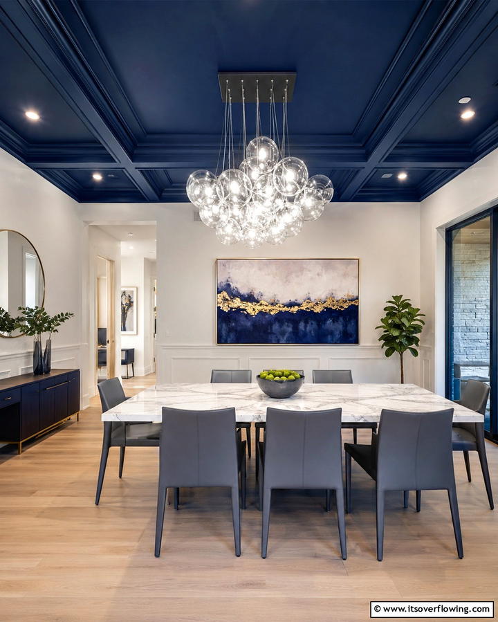 Navy Blue CeilingExact - 25 Navy Blue Dining Room Ideas for Elegant Gatherings