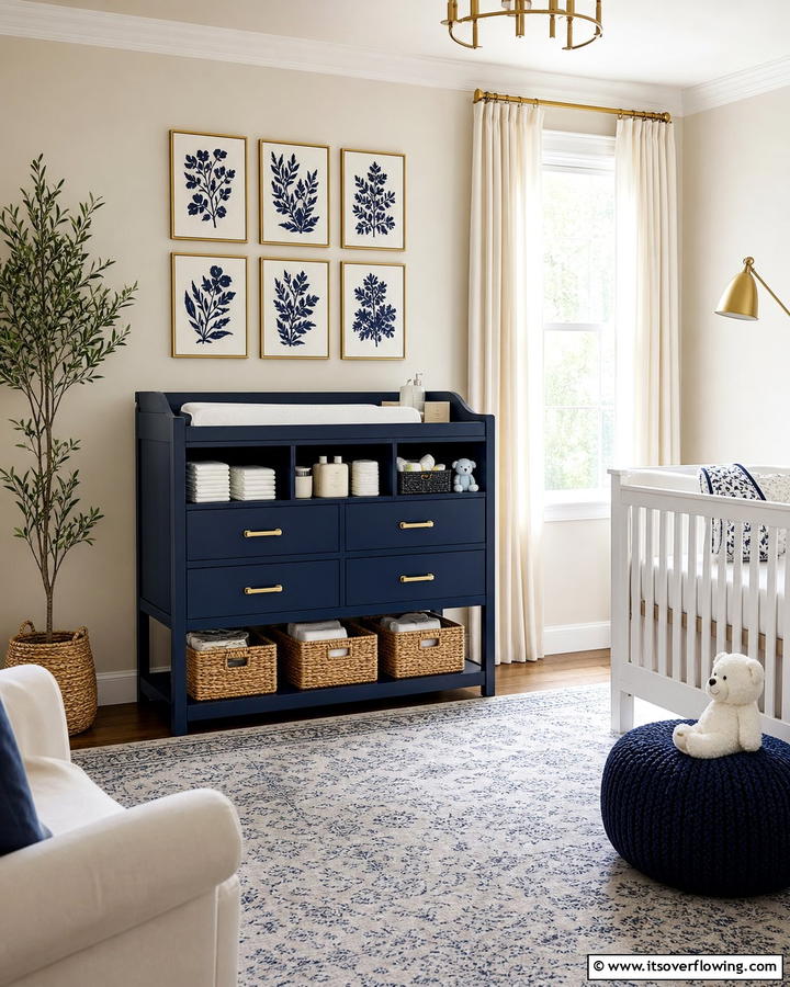 Navy Blue Changing Table - 25 Blue Nursery Ideas for a Calming and Serene Baby Room
