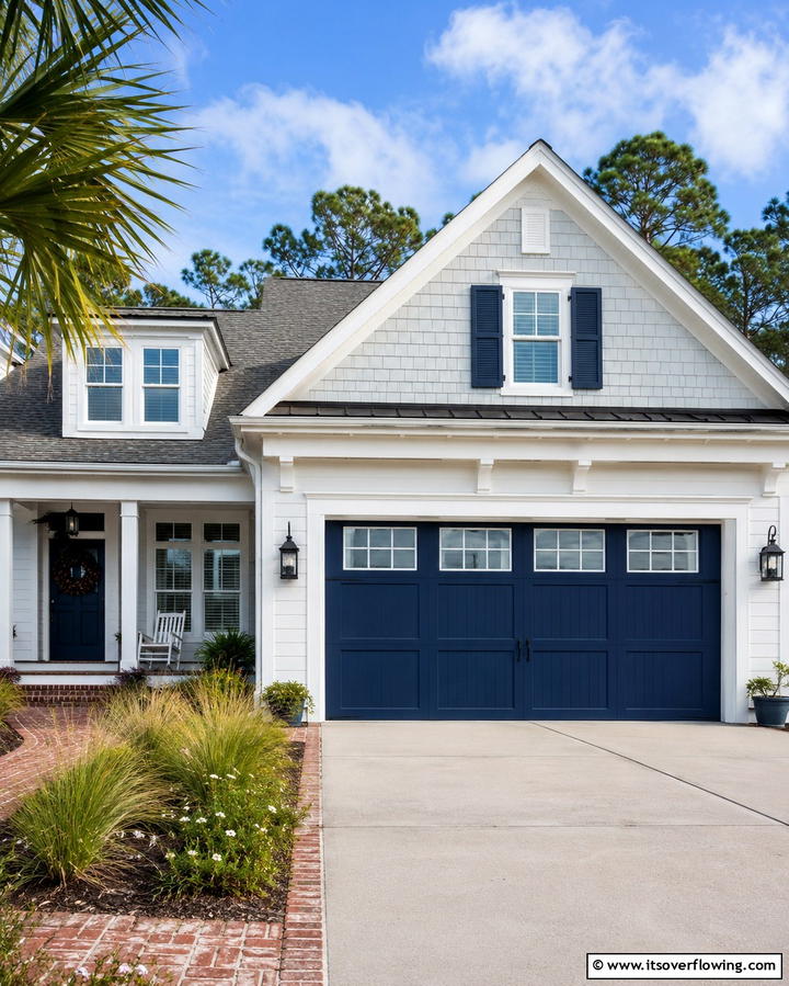 Navy Blue Charm - 25 Garage Door Paint Ideas to Boost Curb Appeal