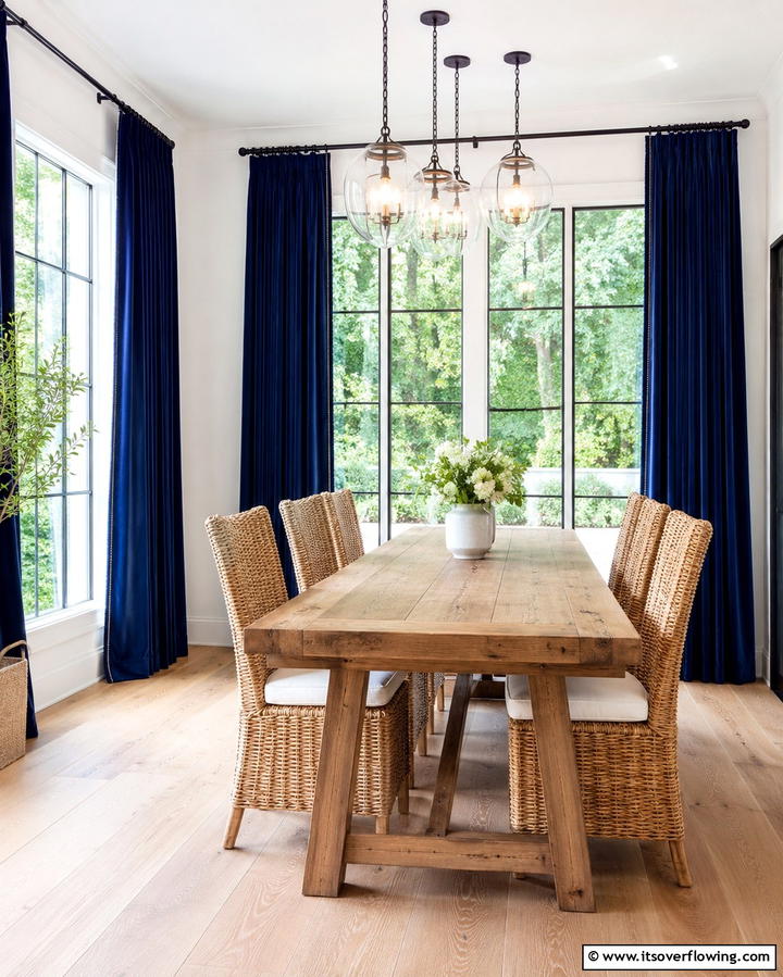 Navy Blue Curtains - 25 Navy Blue Dining Room Ideas for Elegant Gatherings