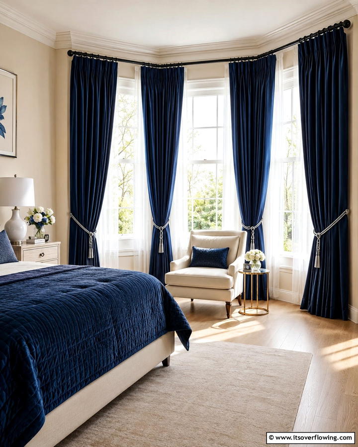 Navy Blue Curtains - 25 Navy Blue Bedroom Ideas for a Serene Retreat