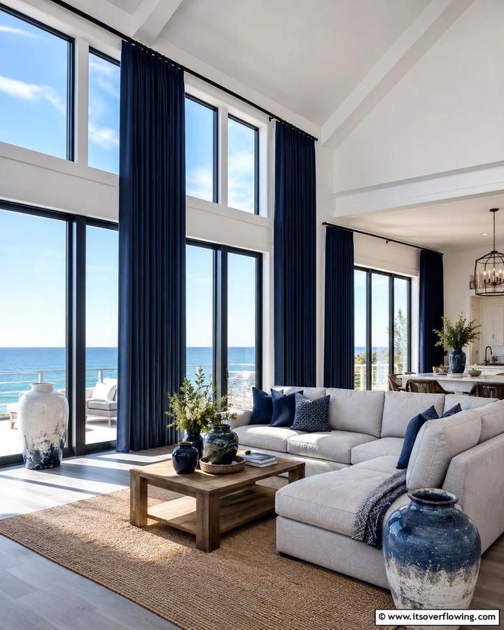 Navy Blue CurtainsExact - 25 Navy Blue Living Room Ideas for a Cozy Retreat