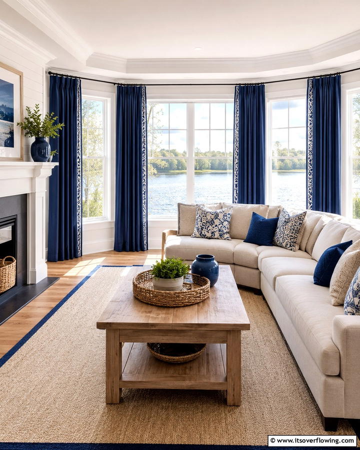 Navy Blue CurtainsOne - 25 Navy Blue Living Room Ideas for a Cozy Retreat
