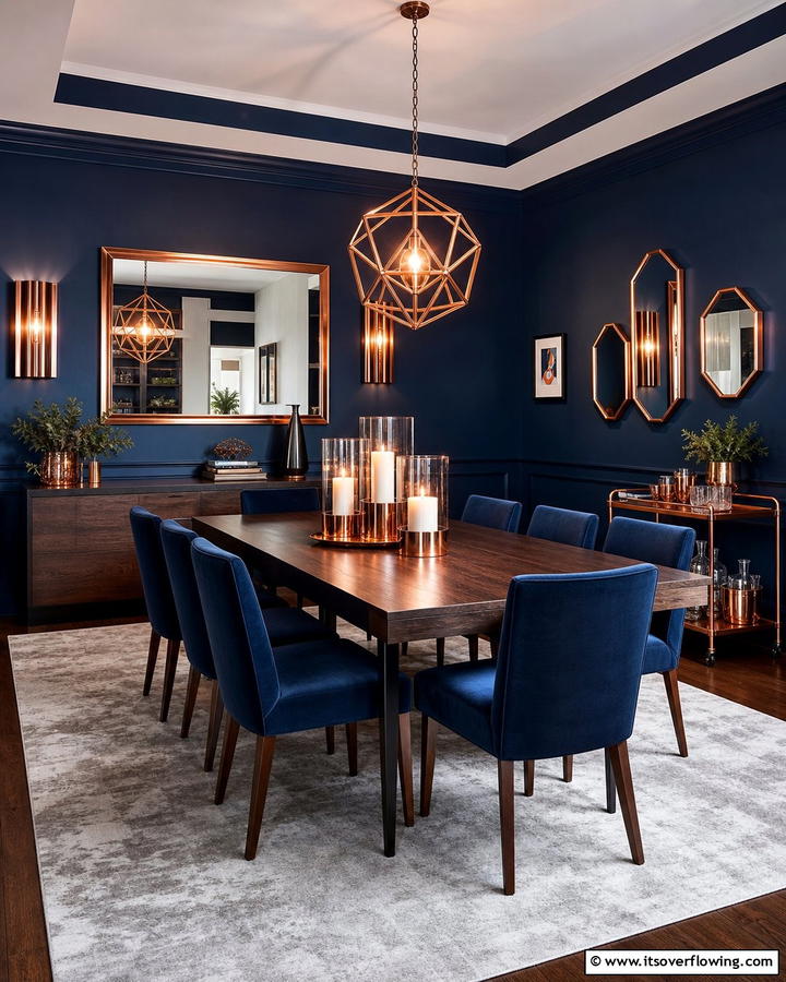 Navy Blue Enhanced by Copper Tones - 21 Designer Colors That Perfectly Pair With Navy Blue