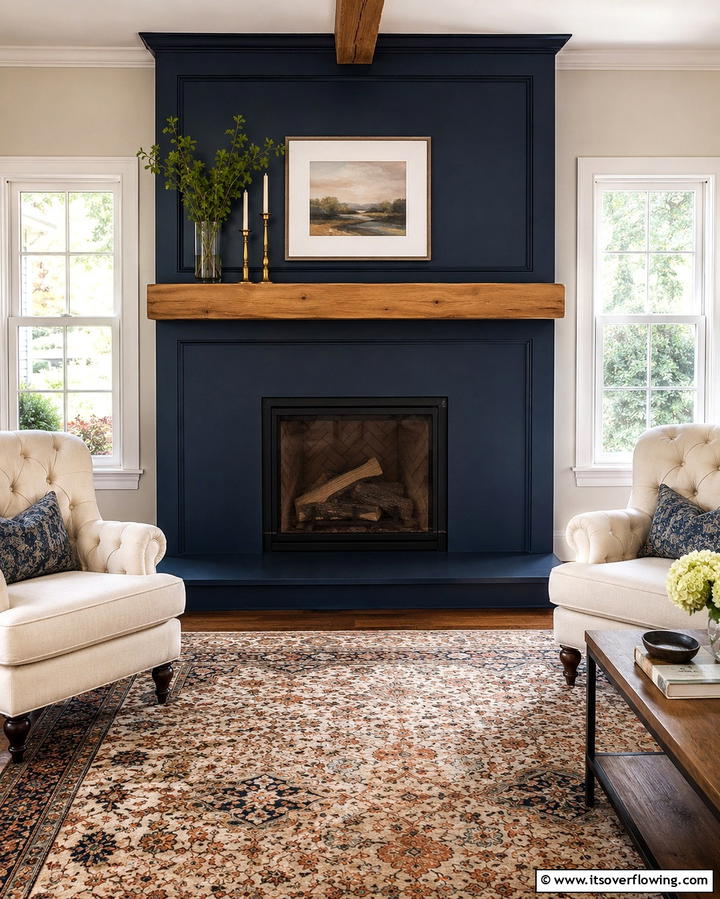 Navy Blue Fireplace Surround - 25 Navy Blue Living Room Ideas for a Cozy Retreat