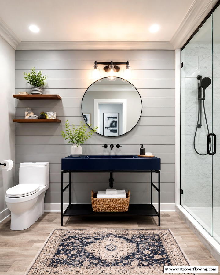 Navy Blue Freestanding Sinks - 25 Navy Blue Bathroom Ideas for a Luxurious Look