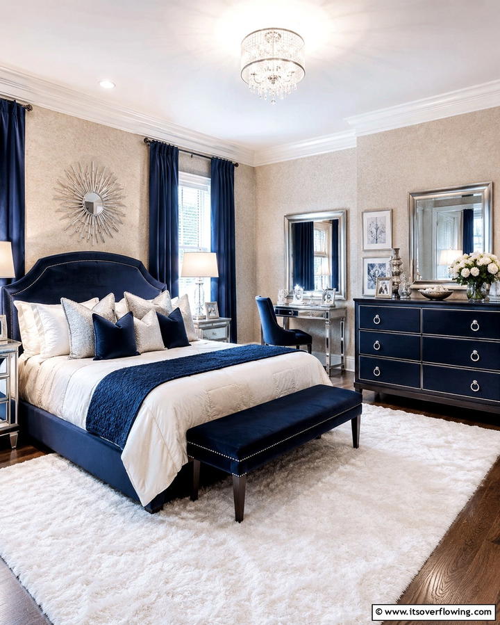 Navy Blue Lampshades - 25 Navy Blue Bedroom Ideas for a Serene Retreat