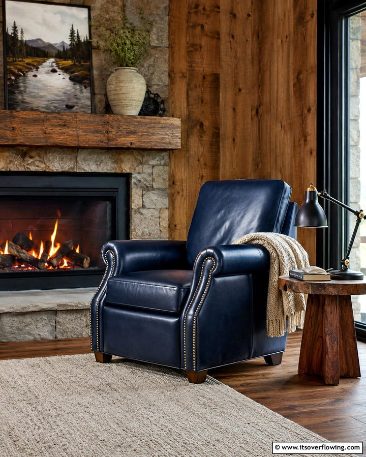 Navy Blue Leather Armchair - 25 Navy Blue Living Room Ideas for a Cozy Retreat