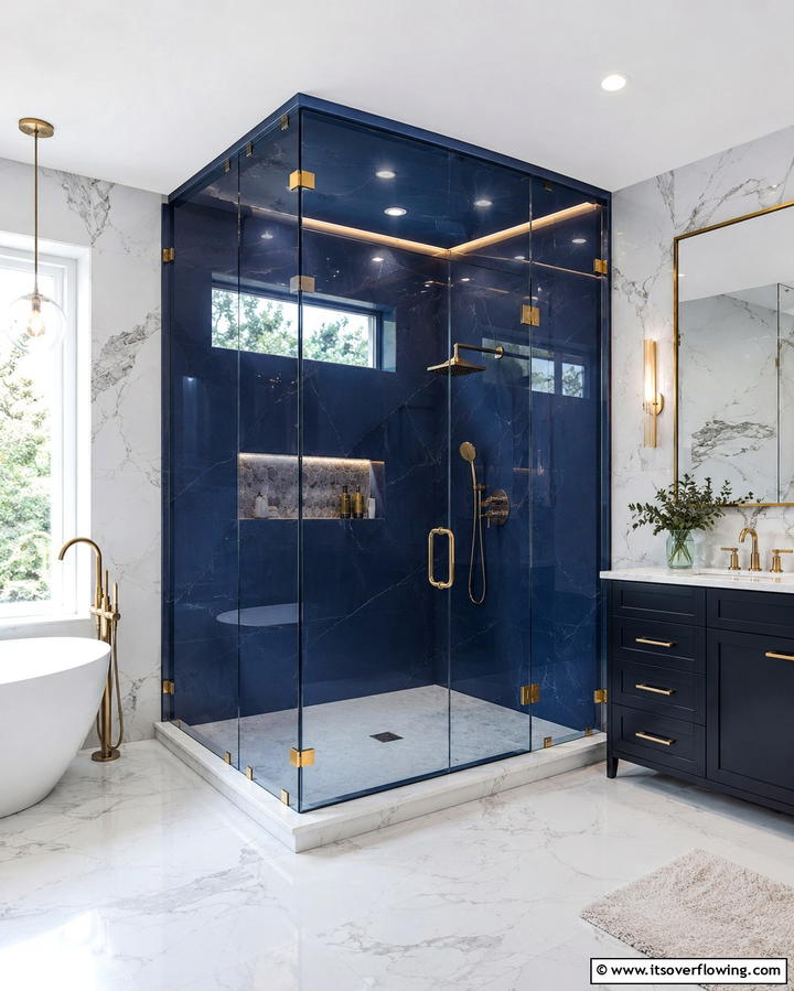 Navy Blue Lighting Fixtures - 25 Navy Blue Bathroom Ideas for a Luxurious Look