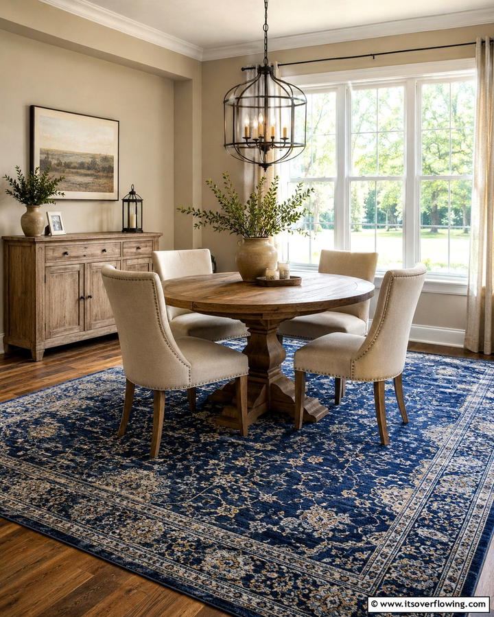 Navy Blue Rug - 25 Navy Blue Dining Room Ideas for Elegant Gatherings