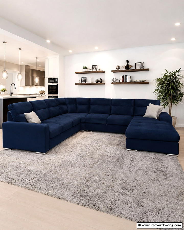Navy Blue Sectional Sofa - 25 Navy Blue Living Room Ideas for a Cozy Retreat