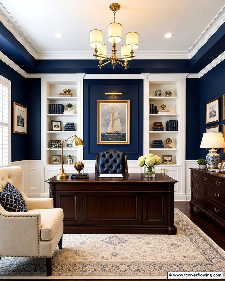 Navy Blue Study - 25 Monochromatic Color Schemes for Rooms