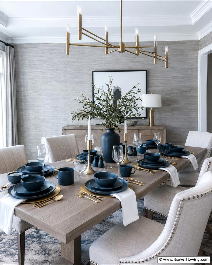 Navy Blue TablewareOne - 25 Navy Blue Dining Room Ideas for Elegant Gatherings