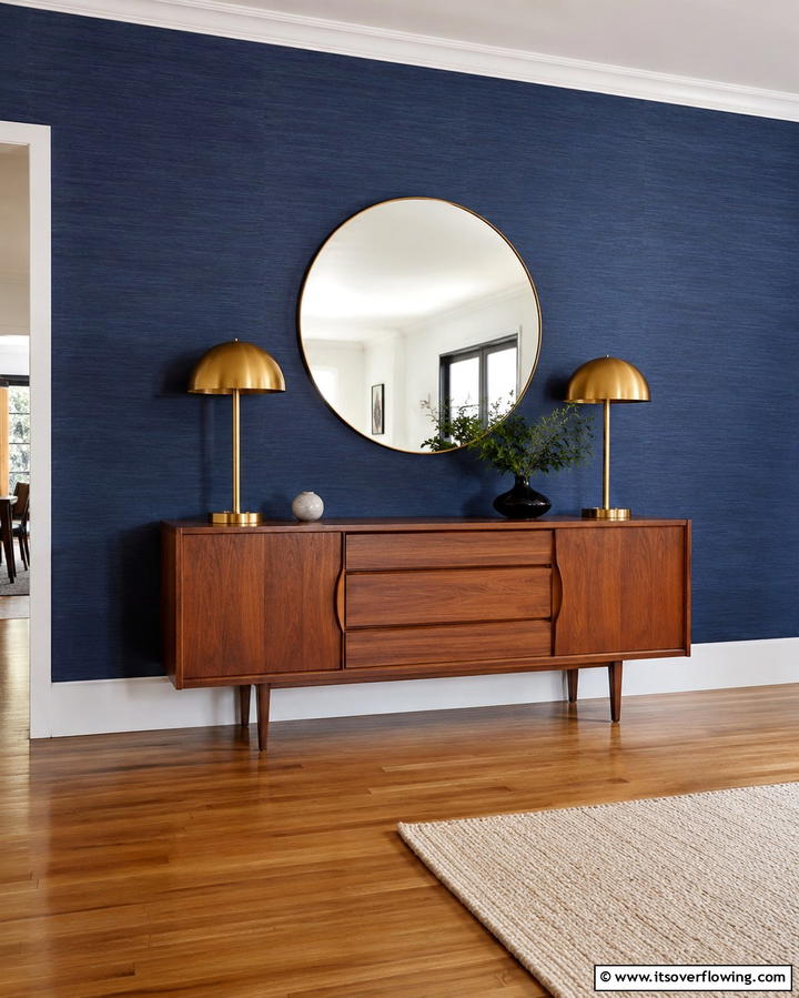 Navy Blue Textured Wallpaper - 25 Navy Blue Living Room Ideas for a Cozy Retreat