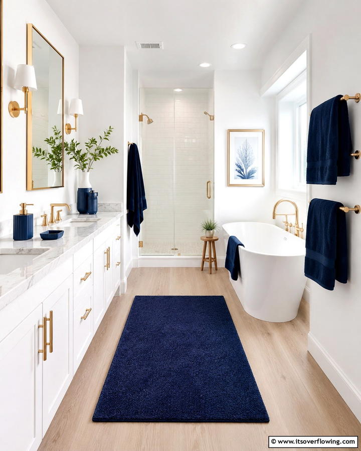 Navy Blue Towels and Accessories - 25 Navy Blue Bathroom Ideas for a Luxurious Look