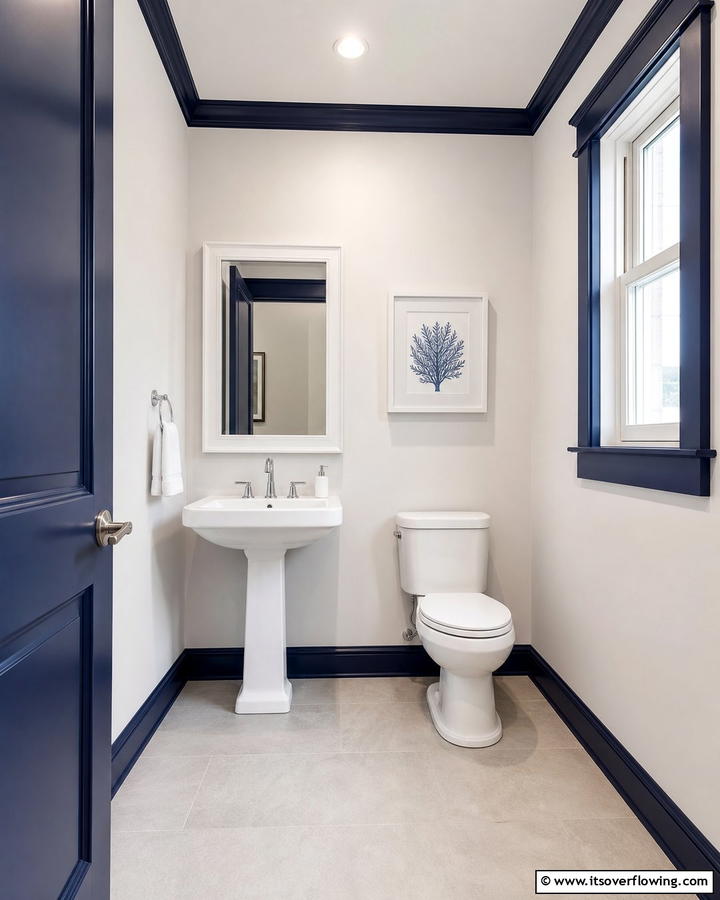 Navy Blue Trim for Subtle Impact - 20 Navy Blue Powder Room Ideas for a Chic Look