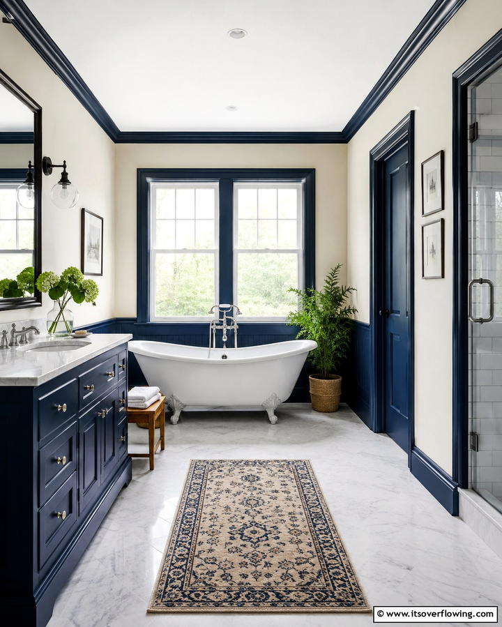 Navy Blue Trim - 25 Navy Blue Bathroom Ideas for a Luxurious Look